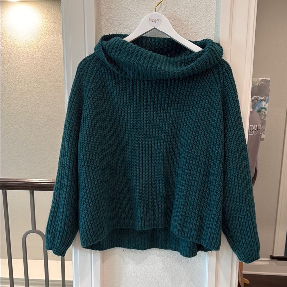 Lumiere Teal Cowl Neck Sweater